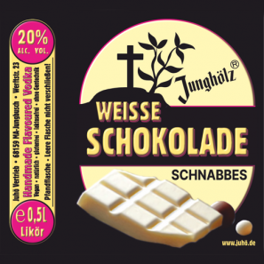 Weisse Scokolade Schnabbes-Etikett