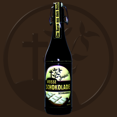 Bügelflasche mit WEISSE SCHOKOLADE-Schnabbes